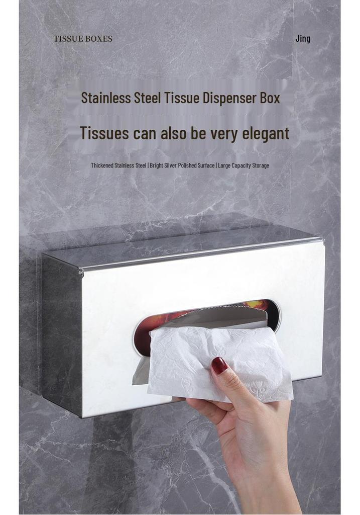 Stainless Steel Wall-Mounted Tissue Box for Hotel, Coffee Table, Restaurant, or Bathroom - Multi-Functional Pull-Out Design
