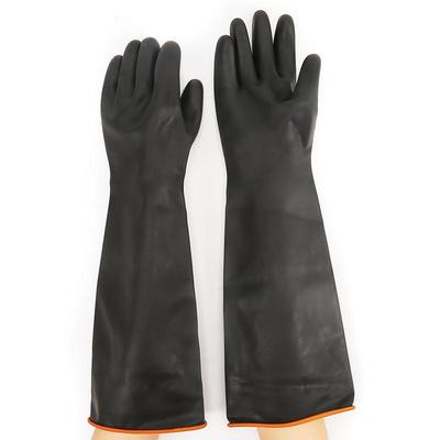 North Tower 55CM Schwarze Latexhandschuhe mit Anti-Rutsch-Beschichtung - Verdickt, Säure-/Laugenbeständig für verbesserten Industrieschutz