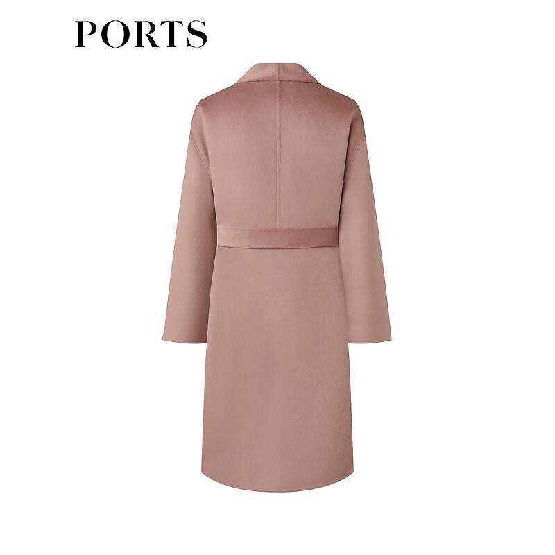 PORTS Women's Elegant Rose Pink Double-faced Wool Lapel Coat