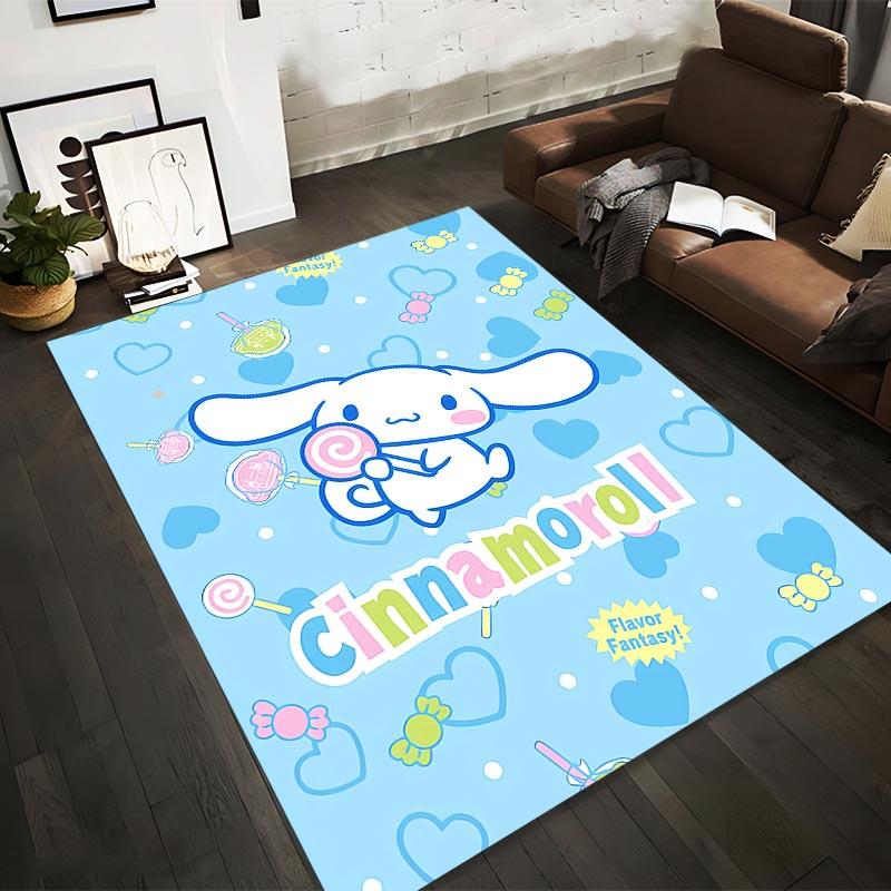 

Cute Cartoon Cinnamoroll Blue Carpet with Hearts and Candy Pattern Decorations Suitable for use as an anti-slip1 for1room and bedroom sofas 40x60cm( 15x23in )