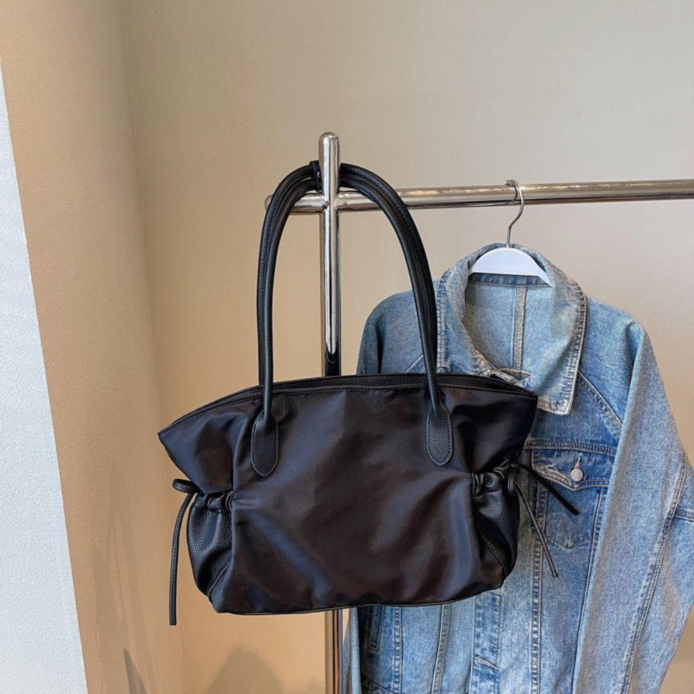 Zipper Nylon Cloth Tote Bag Lightweight Handbag Office Worker Tote Underarm  Bag  Travel