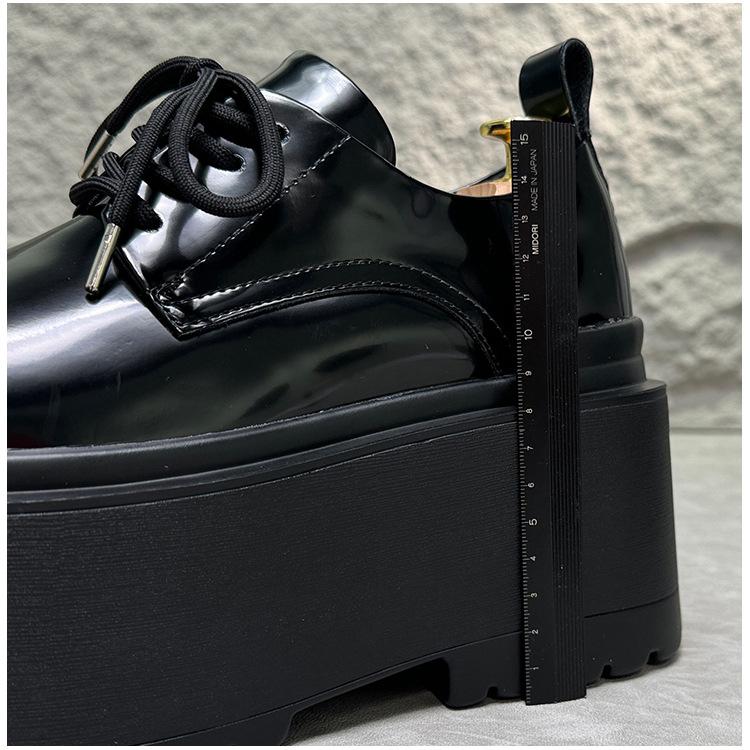 2025 New Personalized Design Casual Round Head Men's Catwalk Super Platform Leather Derby Shoes 10cm