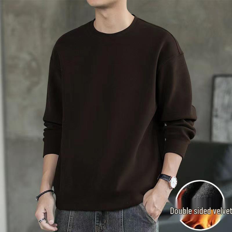 Men's Slim Fit Fleece-Lined Long-Sleeve Base Layer T-Shirt for Autumn/Winter