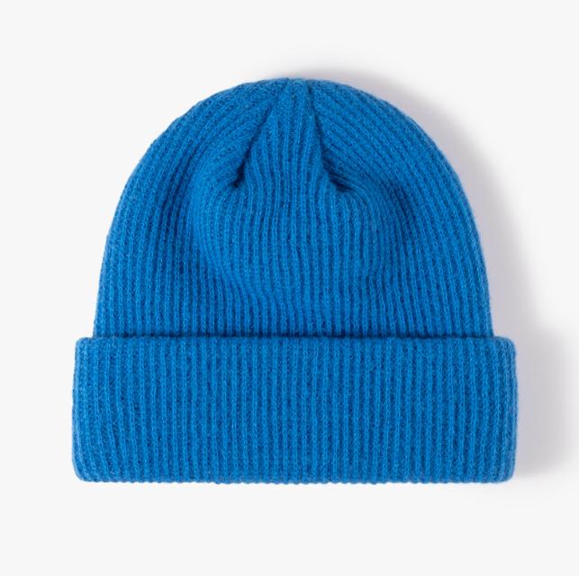 New Arrival Autumn and Winter Fashion Warm Lovely Pure Color Solid Dark Grey Customized Knitted Women Beanies