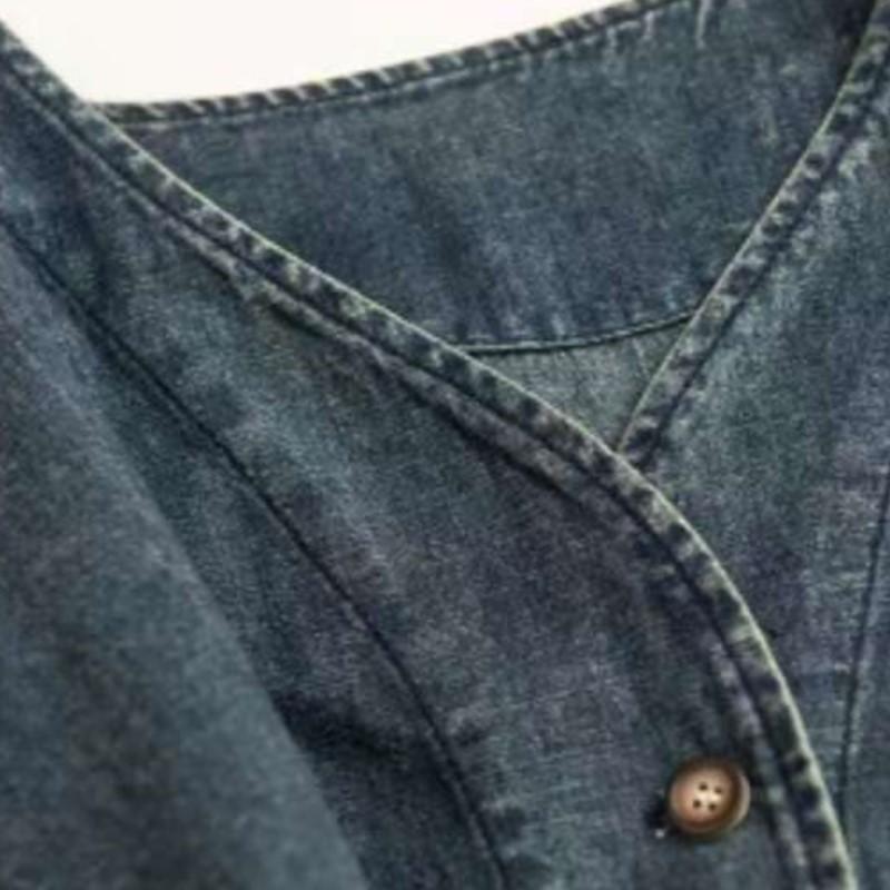 Johnature Dámský podzimní vintage kabát s dlouhým rukávem, módní véčkový výstřih, volný kovbojský kabát, ležérní vintage retro osobitý kabát