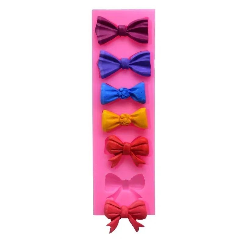 3D Handmade Silicone Molds Bow-shaped Cake Mold Chocolate Clay Flip Sugar Decoration Plastic Cookies Small Tools Accessories