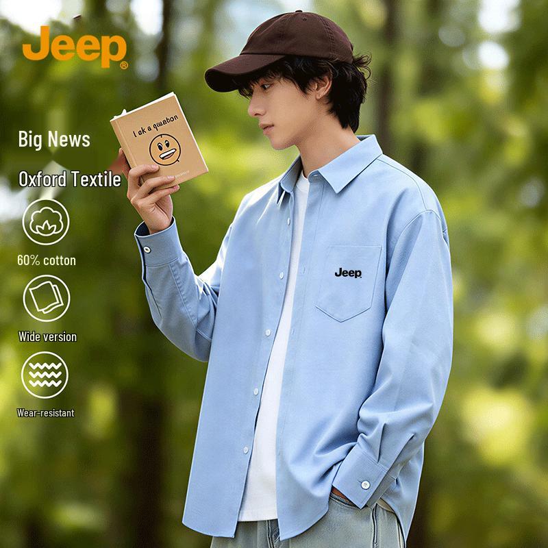

JEEP Men s Heavyweight Wrinkle-Free Oxford Long-Sleeve Shirt L