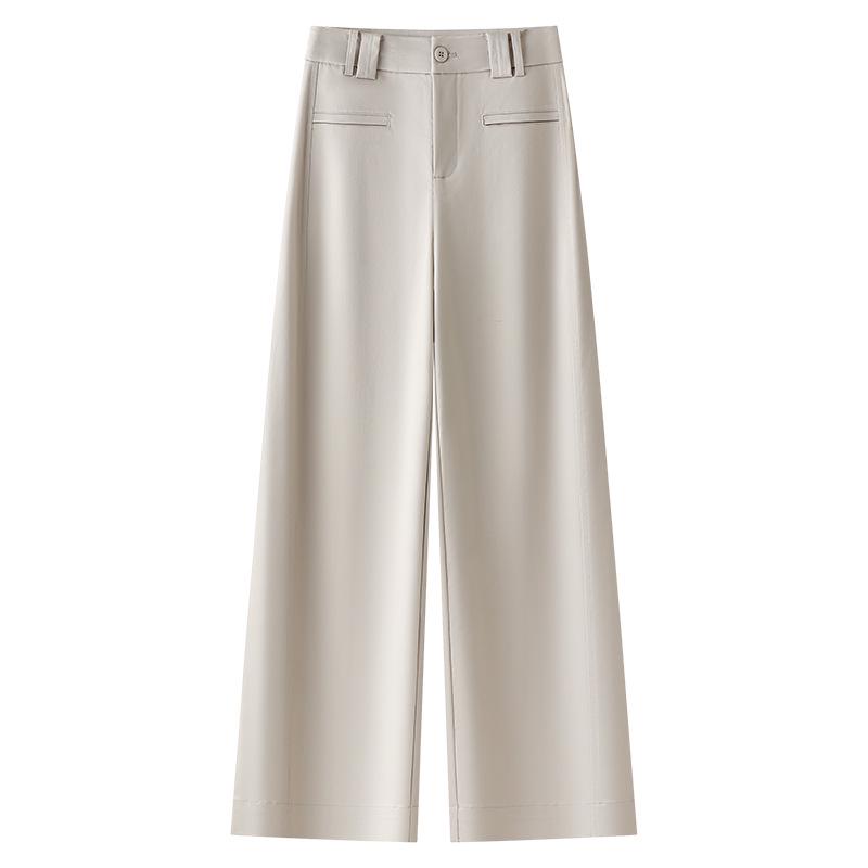 

Женские брюки палаццо из тенселя и хлопка - Свободный крой с высокой посадкой, Прямой крой, визуально стройнящий, для весны/лета 2025 2XL белый/слоновая кость