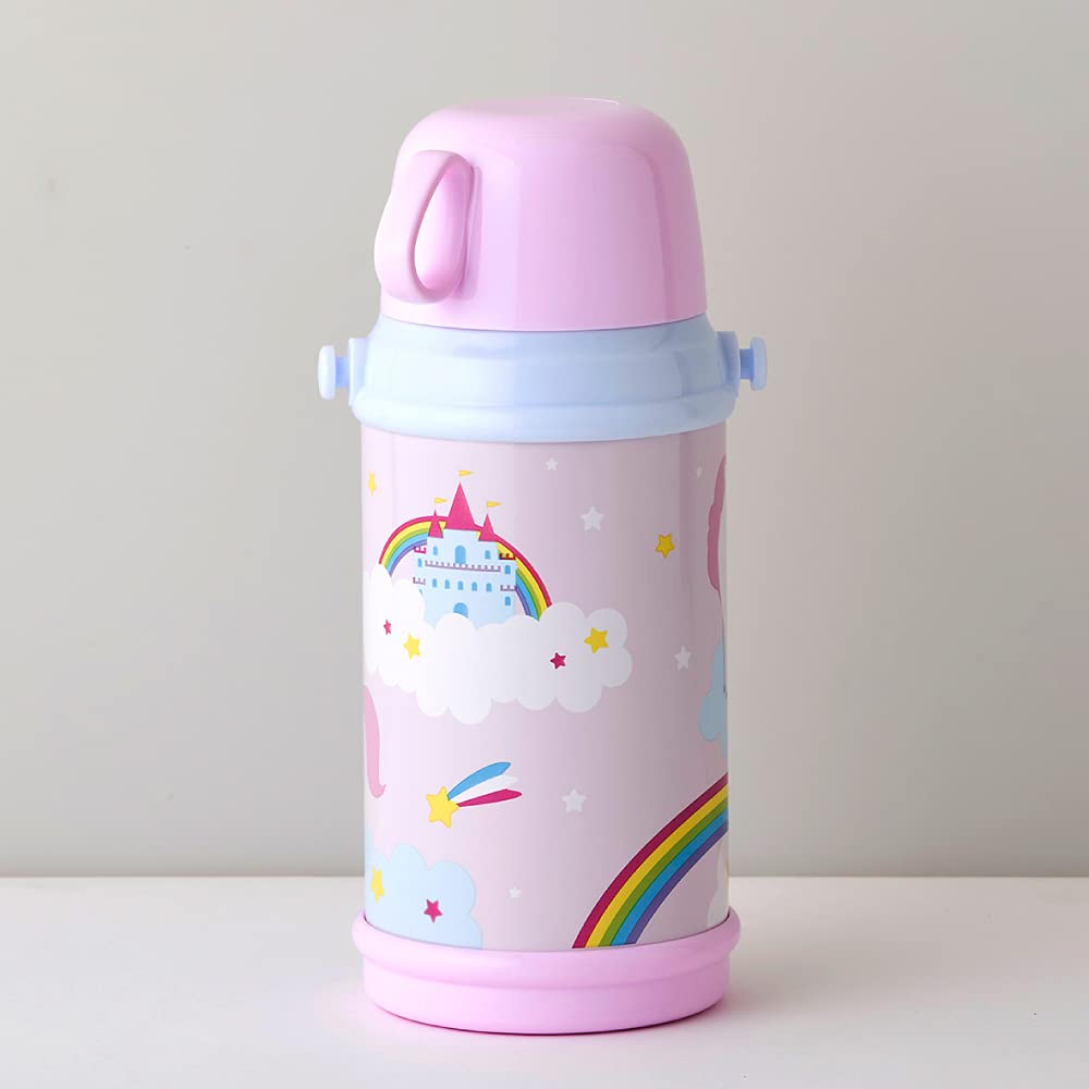 Doshisha Kids' 2-Way Water Bottle, 600ml, Unicorn Pink