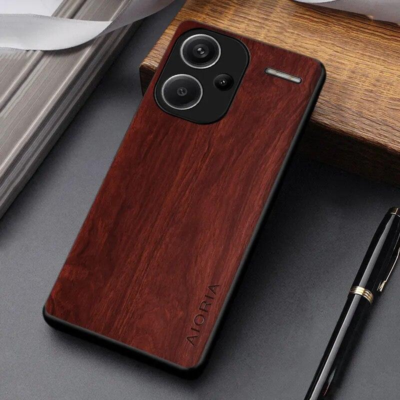 Módní pouzdro pro Xiaomi Redmi Note 13 Pro Plus s dřevěným vzorem pu kožený kryt na pouzdro Redmi Note 13 Pro Coque