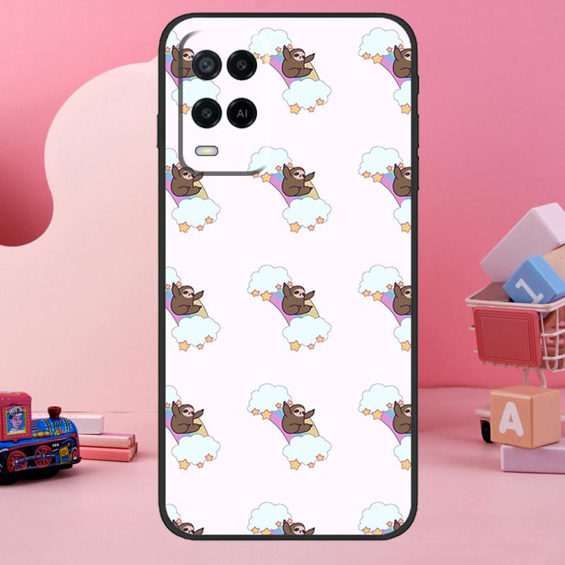 Cute Lovely Cozy Sloth Animal Case For Oppo A98 A78 A18 A38 A58 A60 A80 A40 A77 A57 A17 A74 A54 A94 A96 A76 A16 A15 A5 Pro