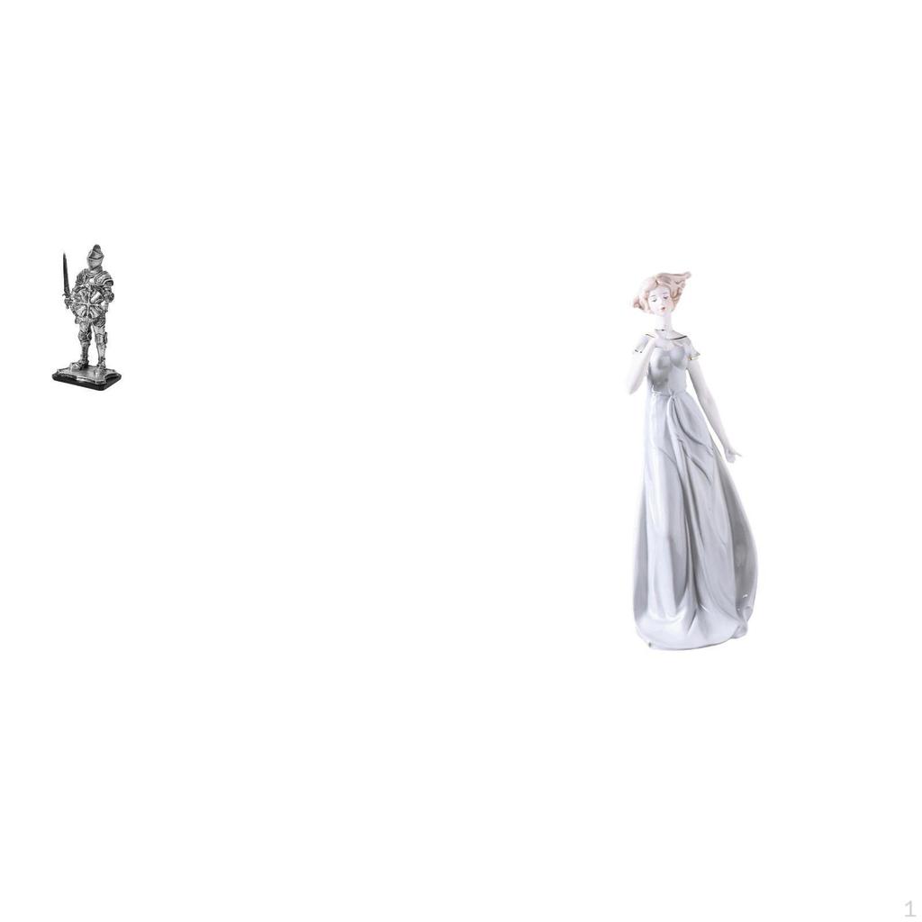 Vintage Knight And Nordic Girl Statue Sculpture Creative Tabletop Ornament for Entryway Bookshelf