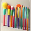 A Set of 10 Ultra-Soft Rainbow Makeup Brushes Including Powder Eyeshadow Blush Eyebrow And Lip Brushes