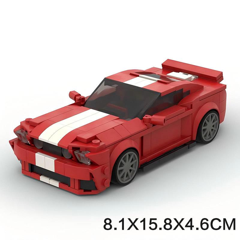 Building Block Compatible-157029 Red Mustang Sports Car Assembly Creative Car Model Ornament Gift