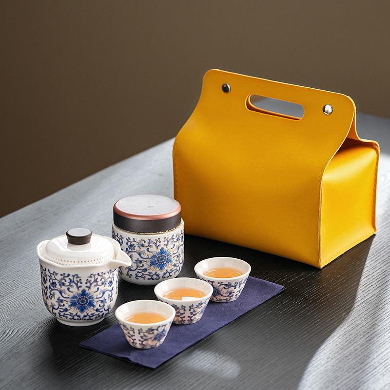 Travel Tea Set, Twisted Lotus Set, Outdoor Kung Fu Tea Set, Chinese Express Cup, Holiday Business Gift Commemoration