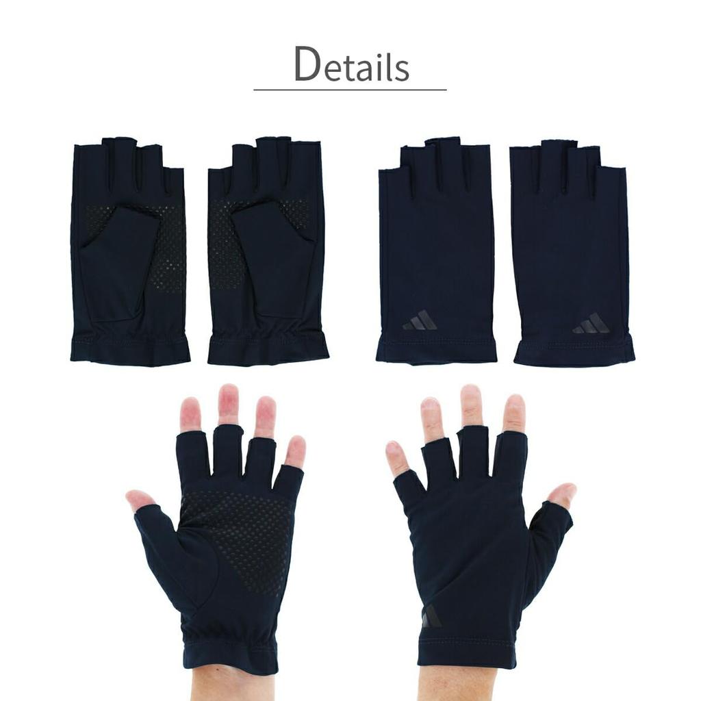 Adidas Smartphone Fingertip Simple Cold Club Black Men's Gloves, Compatible, Non-Slip, Stretch, Thin, Cutouts, Fingerless, Design, Fall/Winter,
