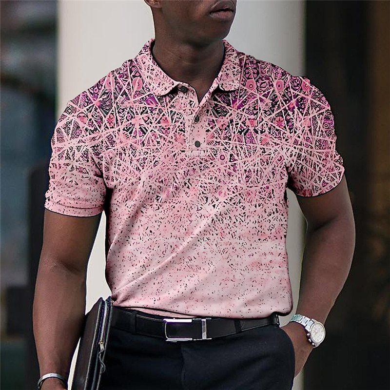 Men Polo Shirt Short Sleeve 3d Print Tops Fashion Polyester Breathable Comfortable Polos Shirts