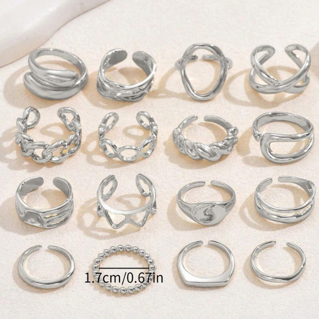 European and American Light Luxury Open Ring Women's Love Personality Niche Design Ring Set Versatile Jewelry