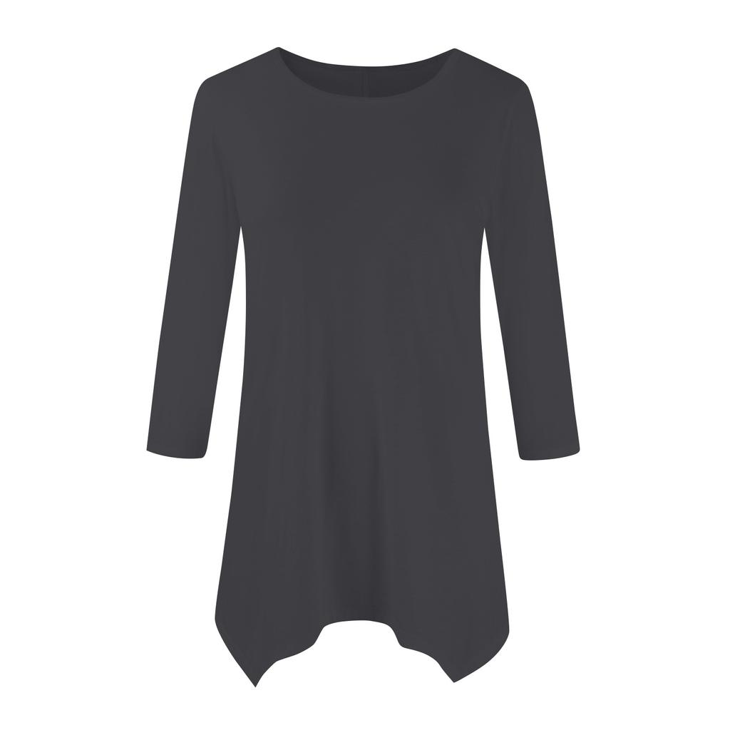 Women's Fashion Casual Round Neck Seven-point Sleeve Shirt Belted Loose Comfortable Top