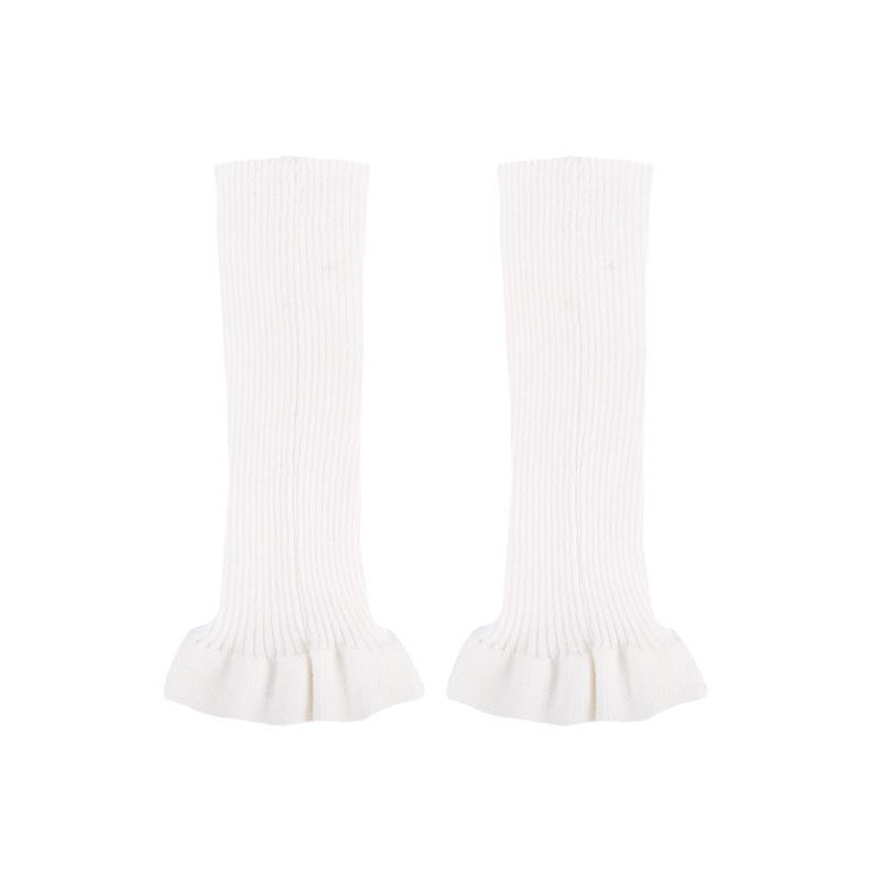 

2025 Девичьи осенне-зимние вязаные гетры до колена и носки с присборенным верхом выше колена One Size белый