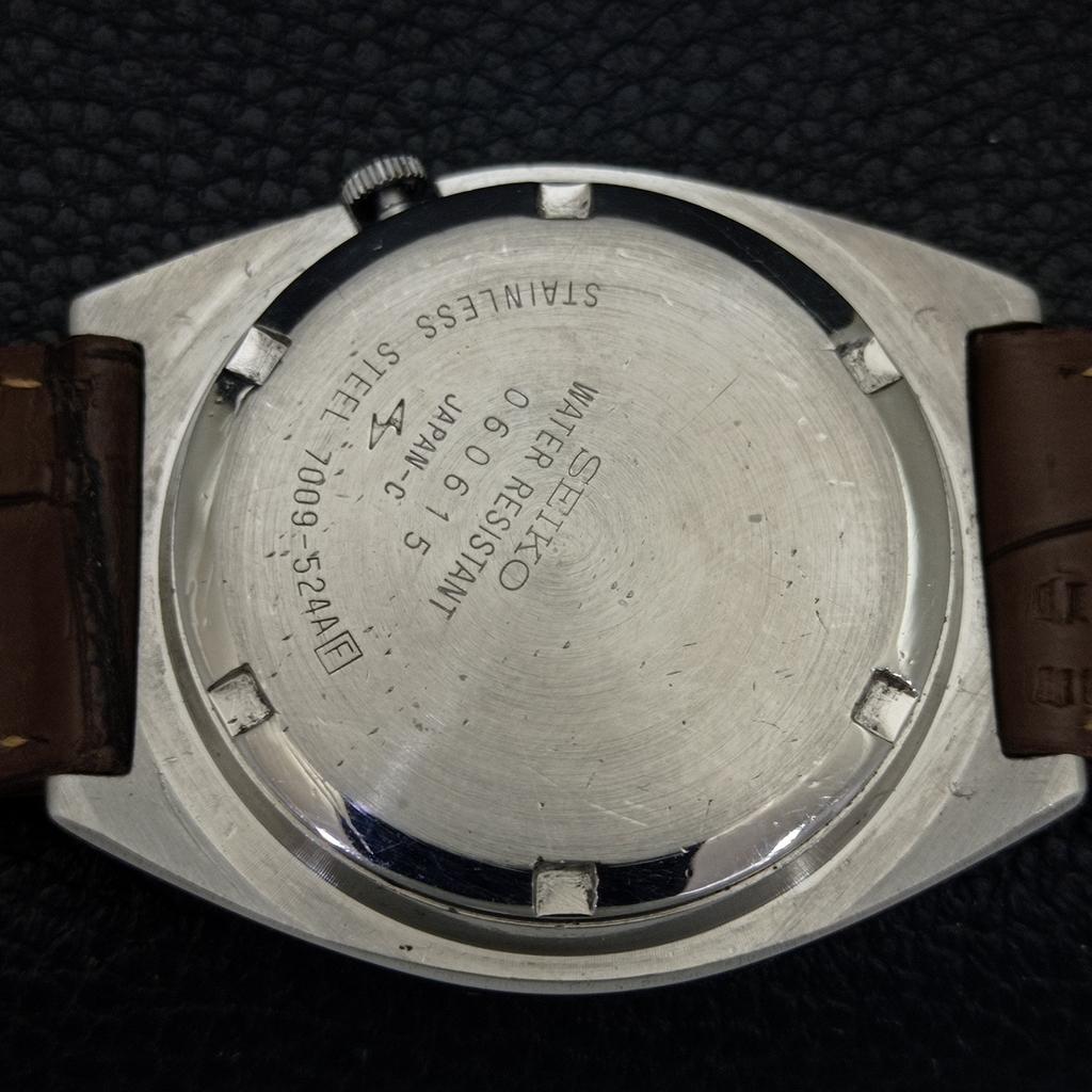 VINTAGE SEIKO 5 AUTOMATIC 7009A JAPAN MENS ORANGE COLOR DIAL WATCH A702096-5 R208-a702096