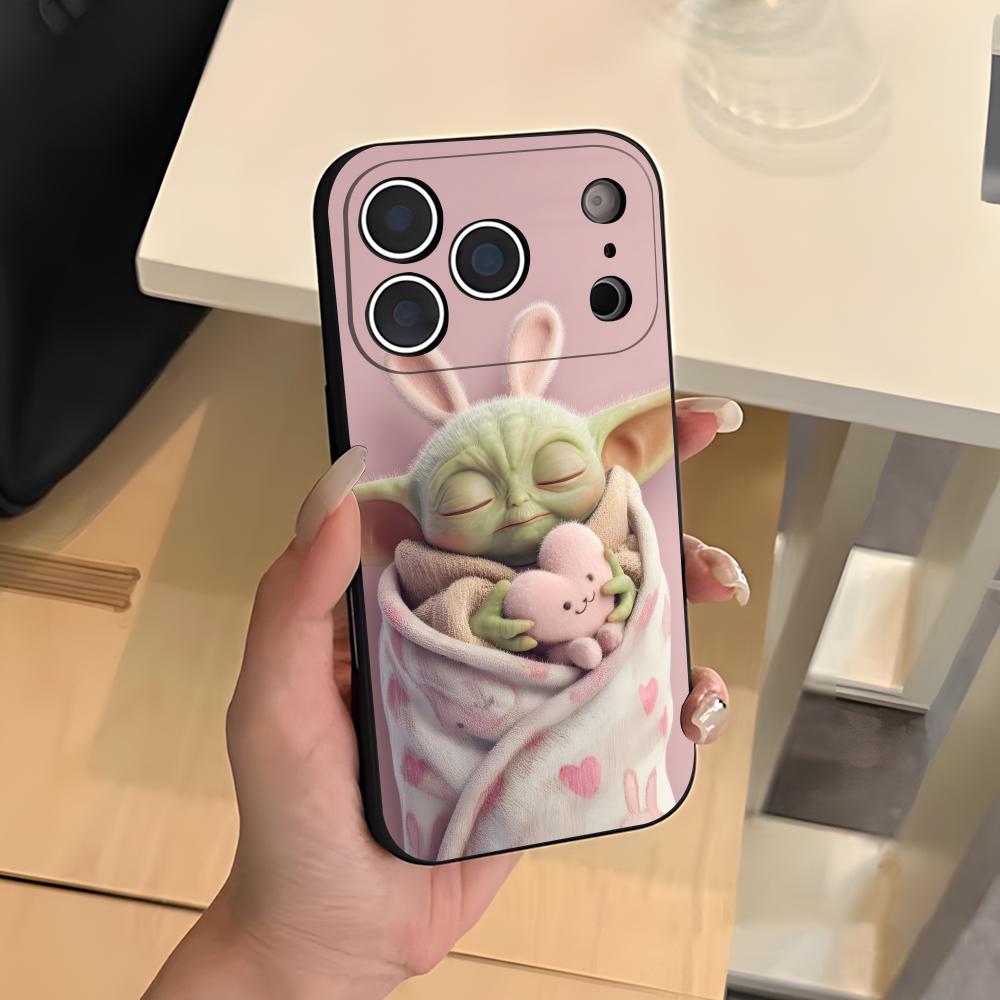 

Cute Baby Y-Yoda Phone Case For IPhone 17 Air 16 E Pro Max 15 14 13 Mini 12 Pro 11 Max Plus Black Soft Shell iPhone 12 Mini