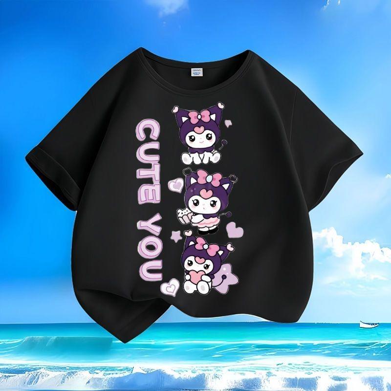 

2026 Limited Time Hot Sale Kawaii Sanrio Kids T-shirt Boys Girls Soft Comfortable Machine Washable Parent-child Outfit 100 чёрный
