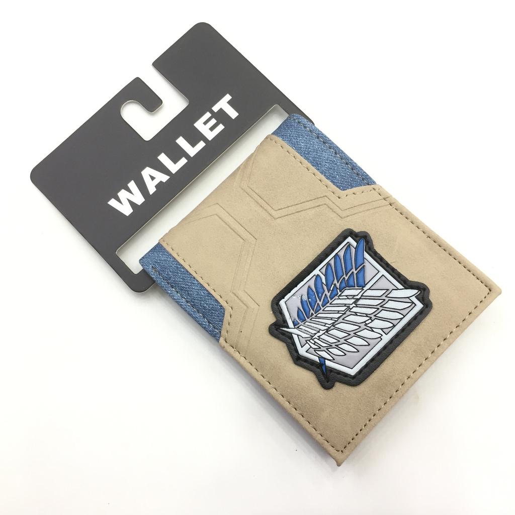 Attack on Titan Peripheral Wallet Brief Folding Mikasa Levi Survey Corps Wings of Freedom Leather Wallet Coin Purse Men