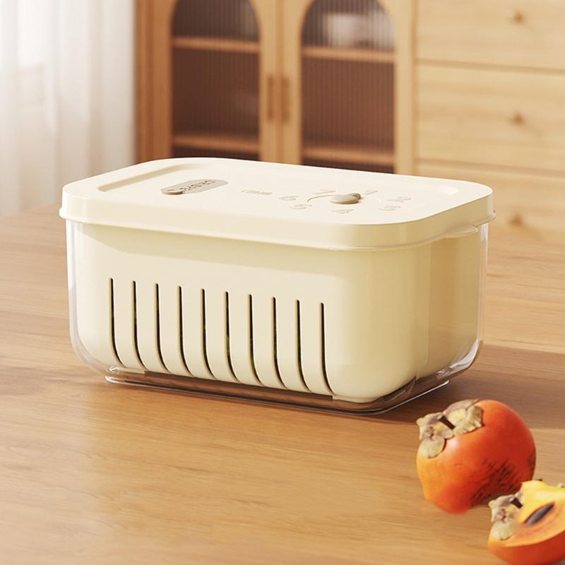 Innovative Timer Refrigerator Sealed Box for Organizing Fruits Vegetables Fridge Food Organizer with Drain Basket