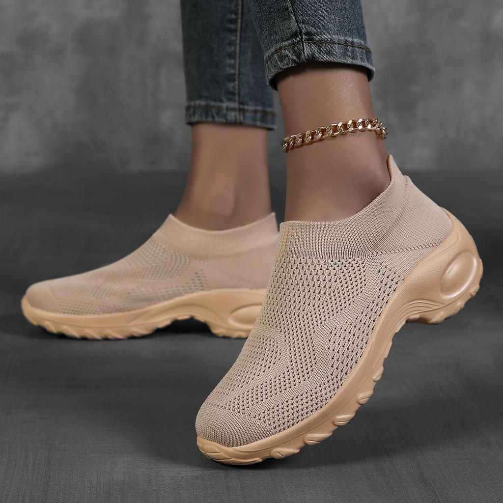 TUINANLE Women Wedge Spring Resistant Mom Shoes Breathable Platform One Foot Slip Women Loafers Sneakers