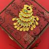 Vintage Ethnic Peacock Pendant Necklace with Enamel and Gold Accents - Retro Phoenix Design