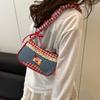 Leisure Lattice Shoulder Bag Rural Style Crossbody Bag Vintage Denim Underarm Bag  Students