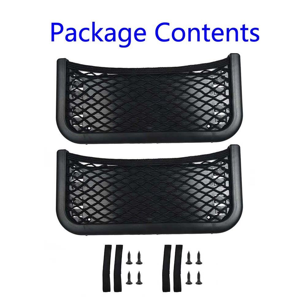 2pcs Car Organizer Storage Bag Auto Paste Net Pocket Phone Holder Car Accessories Universal 252mm X 120mm ABS with Fixing Screws