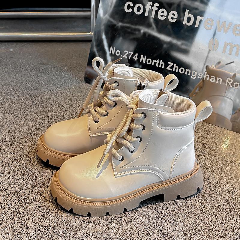 Fashion Solid Color Martin Boots In the Autumn of 2025 To Help Girls Casual Shoes Boys British Style Leather Boots Tide