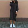 Autumn and Winter Loose Knit Plus Velvet Casual Fashion Hooded Long Sweater