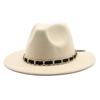 British Jazz Hat Men'S And Women'S Wool Hat Simple Felt Big Eave Hat Tide Flat Edge Hat