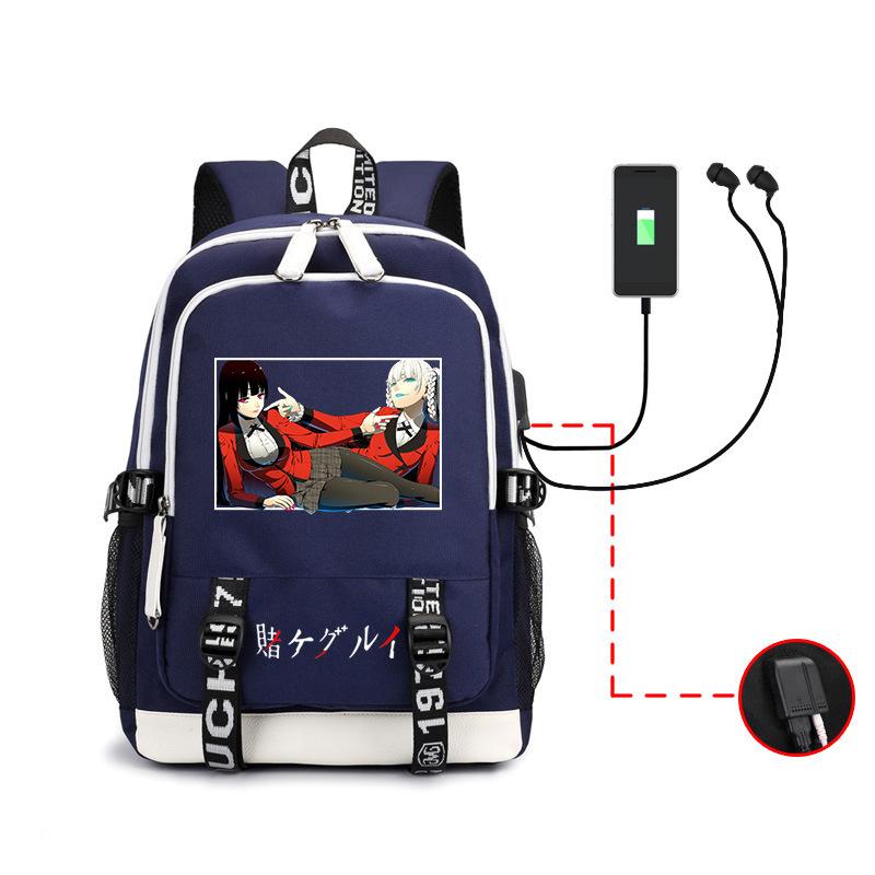 School bag, animation, the abyss of gambling, peripheral multi-function USB earphones, large-capacity men's business backpack