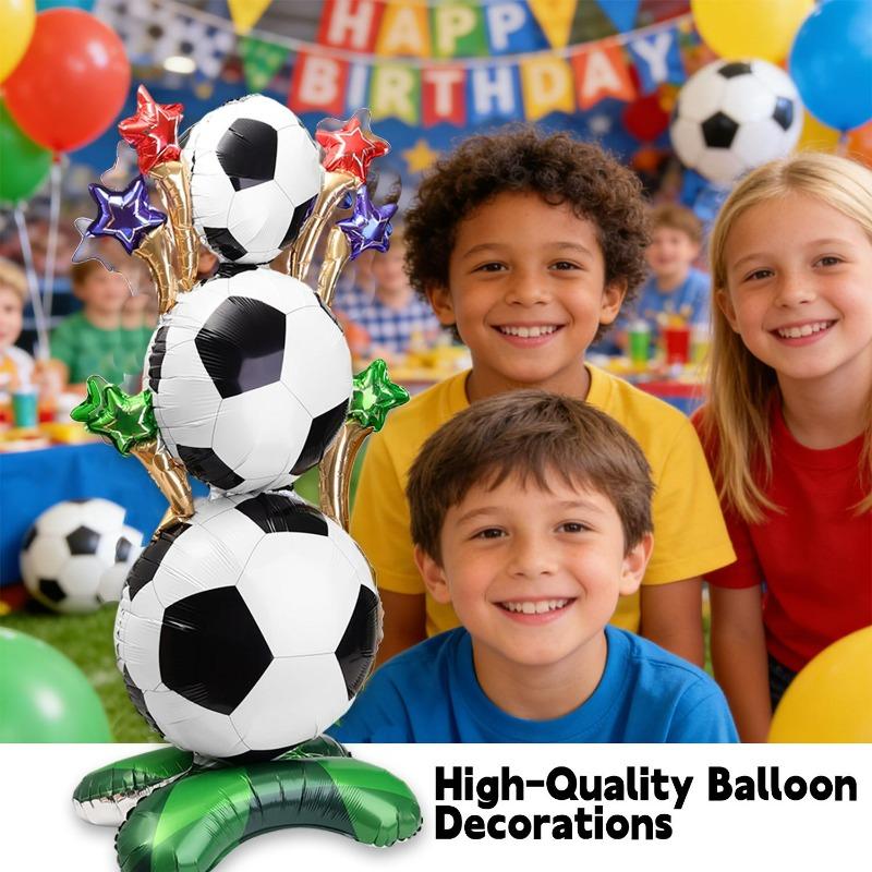 5/1x Aluminum Foil Balloon Football Balloon Column Soccer Theme Party Decoration Soccer Fan Decor Stand Ballon Accessories