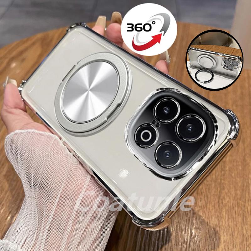 360° Otočný Nárazuvzdorný Pokovený Magnetický Držák pro Magsafe Pouzdro na Pro funda Huawei Honor X7C X7B HonorX7C X7 C B Měkký Kryt