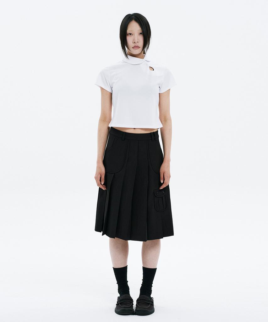 Hanahi Low Pocket Pleated Skirt Black