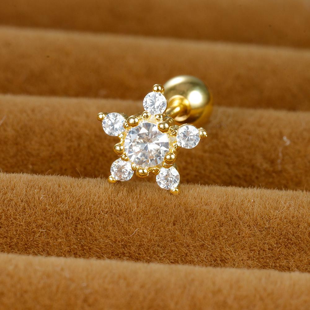 Ximang Seller in Europe and America XINGX Zircon Ear Bone Stud Stainless Steel Rod Ear-Caring Screw Ball Cartilage Studs Thin