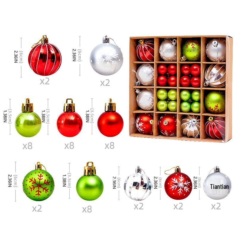 Christmas Tree Ornaments: Holiday Party Decor Ball Set with Gift Box