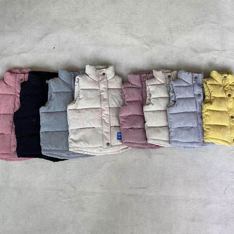 Kinder verdickte Cord-Daunenweste - Warme ärmellose Jacke für Jungen & Mädchen