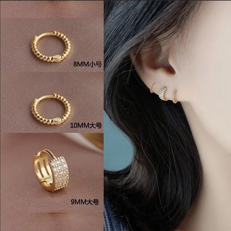 925 Silver Hoop Earrings for Women Shiny CZ Gold Silver Jewelry Gifts