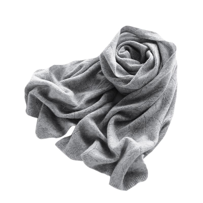 100% Wool Scarf Women Winter Solid Knitted Hollow Out Shawl Fashion Scarves Capes Warm Wraps Lady Cashmere Like Neckerchief