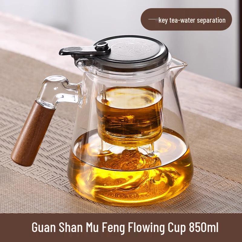High-Temperature Resistant Glass Teapot with Built-in Tea & Water Separation
