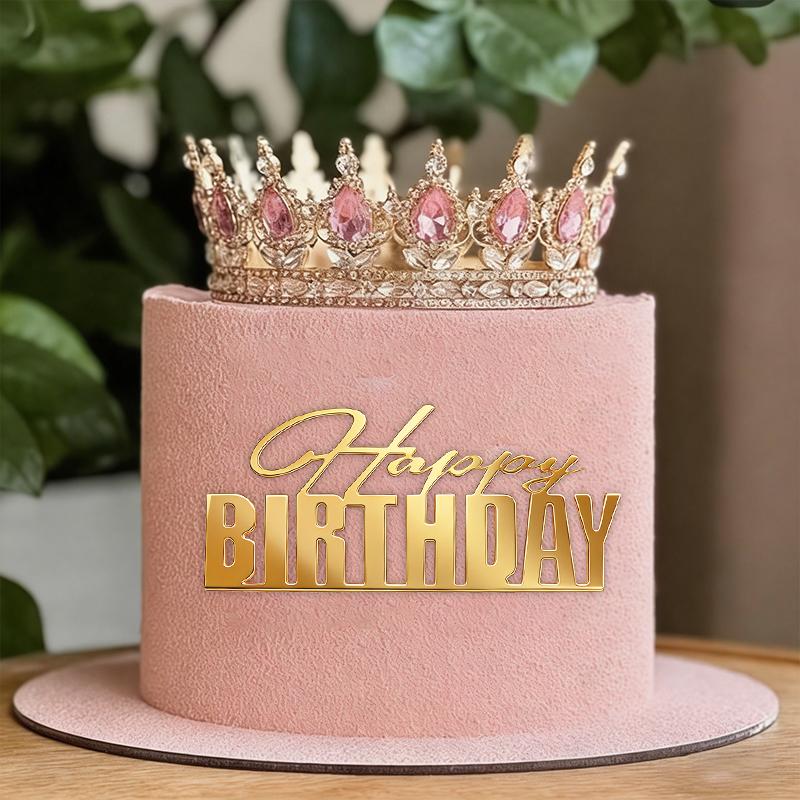 5/10pcs Gold Acrylic Happy Birthday Cake Toppers Side Cake Decoration for Kids Adults Birthday Cake Dessert DIY Decor Supplies