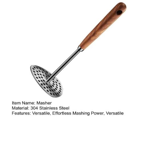 Stainless Steel Potato Masher Multipurpose Manual Mashed Potato Press for Vegetables Fruits Sweet Potatoes Easy to Clean Kitchen Food Crusher