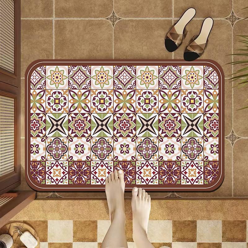 

American Retro Tile Bathroom Water Absorption Anti -slip Door Padding Toilet Toilet Bathroom Door Diatom Mud Fast Dry Foot Pad 40x60Diatomud