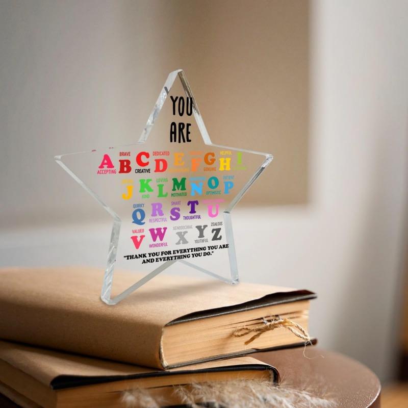 Teacher Gifts (Women & Men) – Birthday,Xmas, Teacher's Day,Thanks,Grad, Back to School. Acrylic Desk Decor w/Affirmations Print.